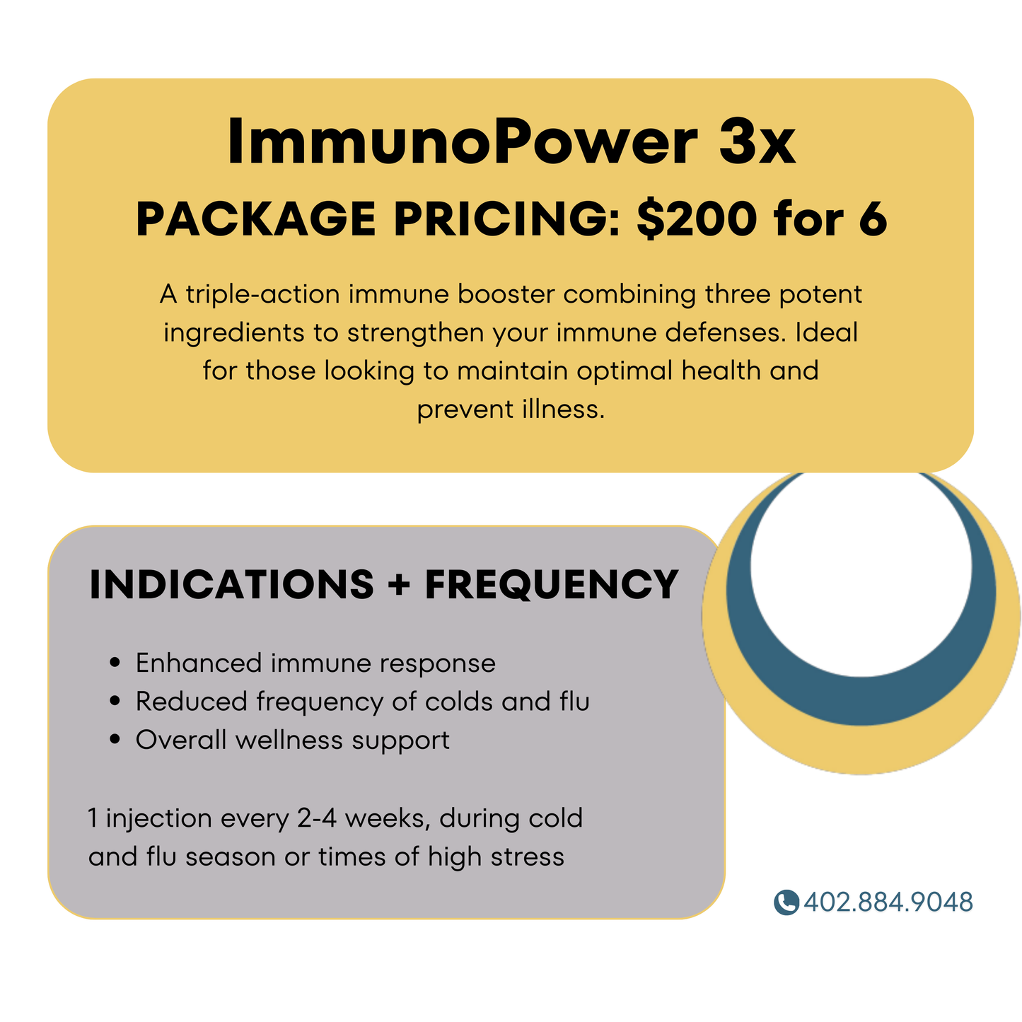 ImmunoPower 3x: 6-Pack vitamin injections from BodySculpt by Sakoon, designed for Omaha clients seeking ongoing immune support, cold and flu prevention, and overall wellness with a potent triple-action formula.