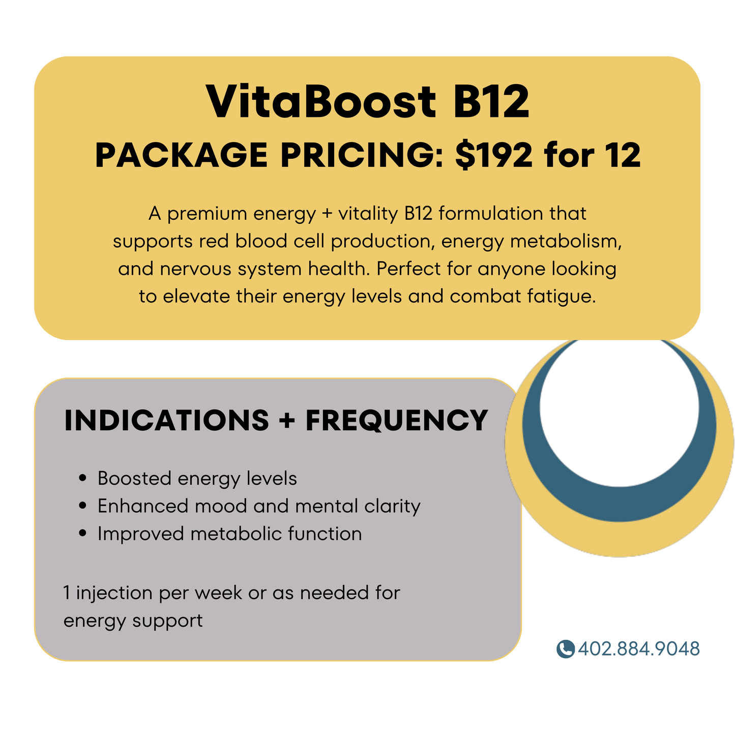 VitaBoost B12: 12-Pack injection from BodySculpt by Sakoon, designed for Omaha clients looking for a long-term energy boost, mood improvement, and metabolic support with premium Vitamin B12.