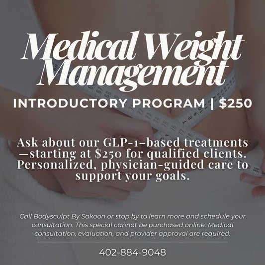 Weight loss sale at Bodysculpt by Sakoon, best weight loss clinic and functional lifestyle health clinic in Omaha, Nebraska.