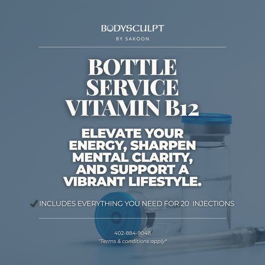 Vitamin B12 Injections sale at Bodysculpt by Sakoon best functional lifestyle medicine clinic in Omaha, Nebraska.