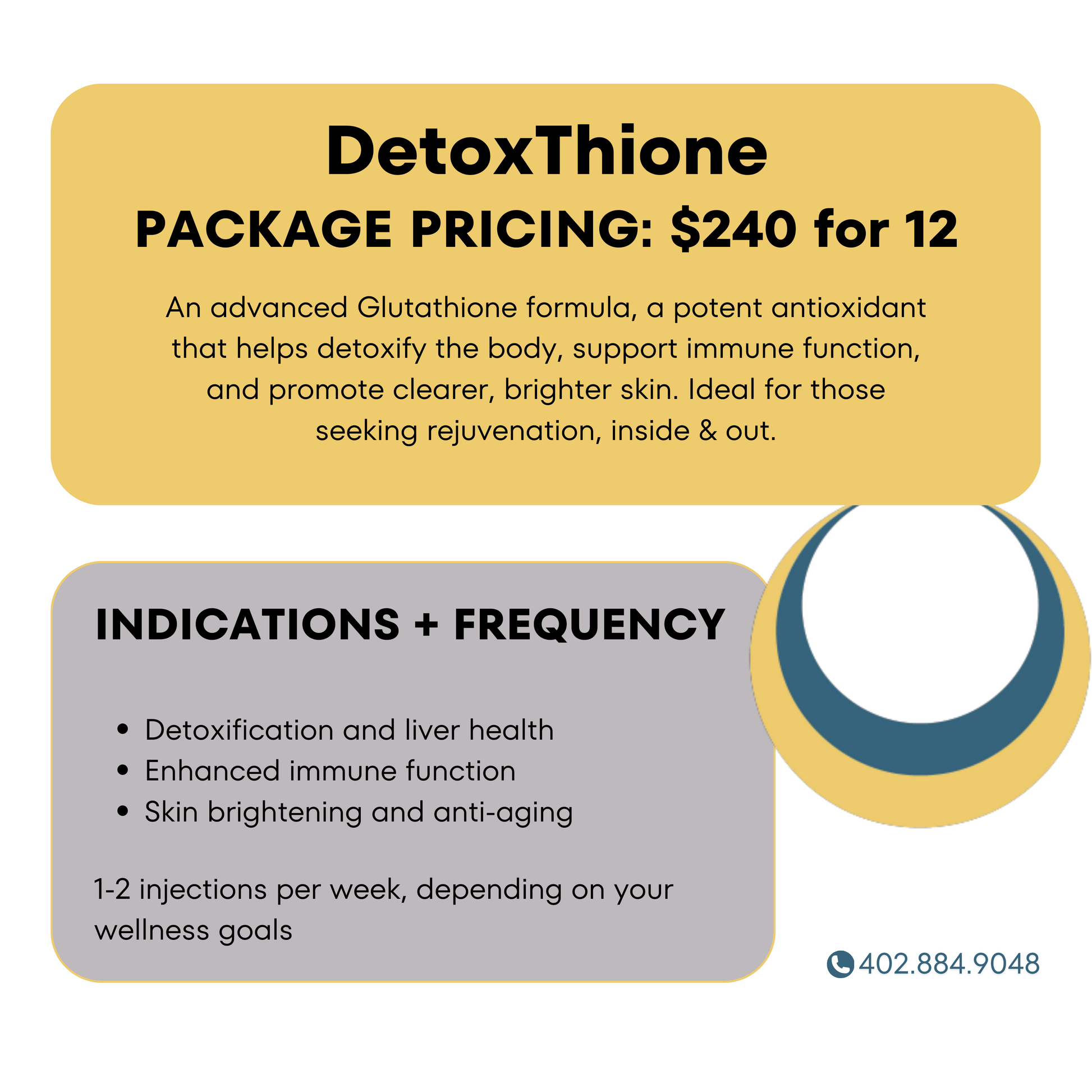 DetoxThione: 12-Pack vitamin injections from BodySculpt by Sakoon, designed for Omaha clients seeking ongoing detoxification, immune support, and skin brightening through a premium Glutathione formula.